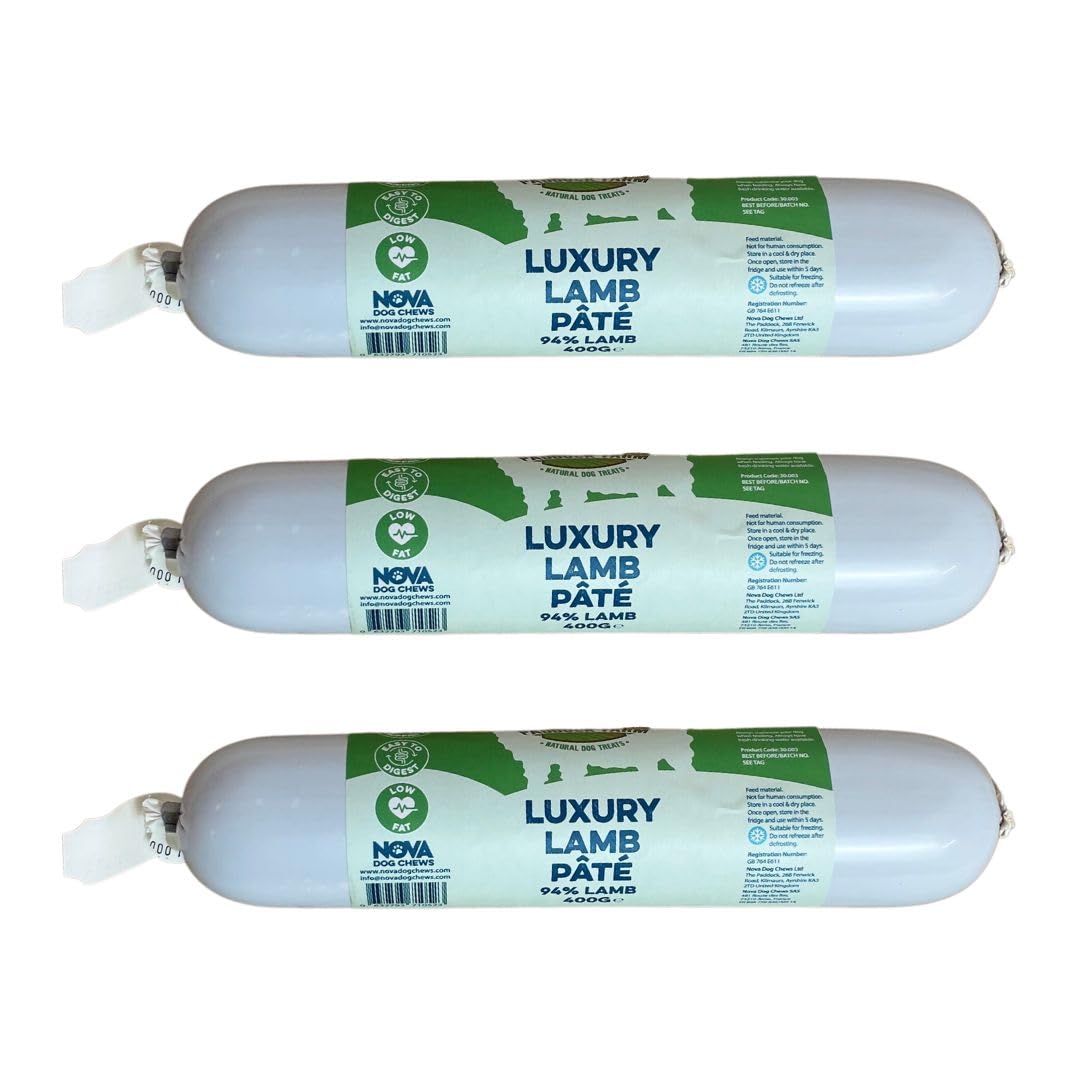 Paddock Farm - Dog Food Lamb Pate Tube Pack Of 3x 400g. Single Protein Wet Dog Food Pate For Dogs With Natural Ingredients & High Meat Content. Treat Pet Food For Adult Dogs