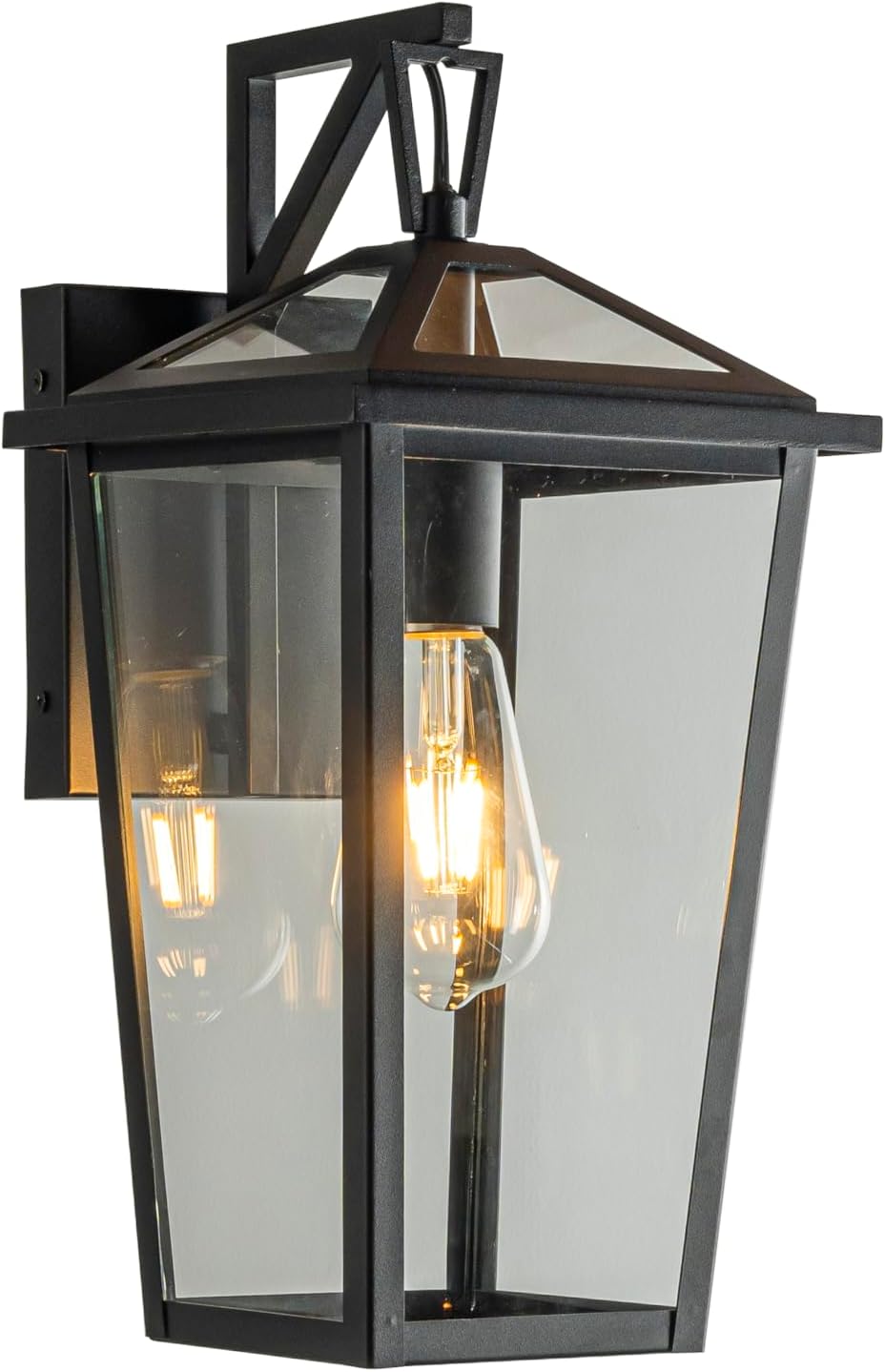 H15 inch 1-Light Modern Outdoor Wall Sconce Waterproof Matte Black Exterior Light with Clear Glass and Open Bottom for Porch Garage Entryway image 2