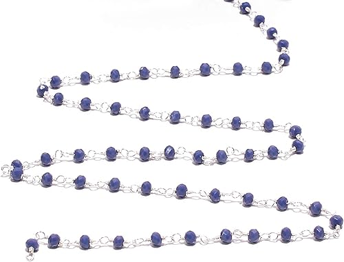Miniatura 10 de BEADS HUB Cuentas de calcedonia multicolor de 1 a 10 pies, cuentas facetadas de 0.157 x 0.118 in, cadena de rosario envuelta en alambre chapado en