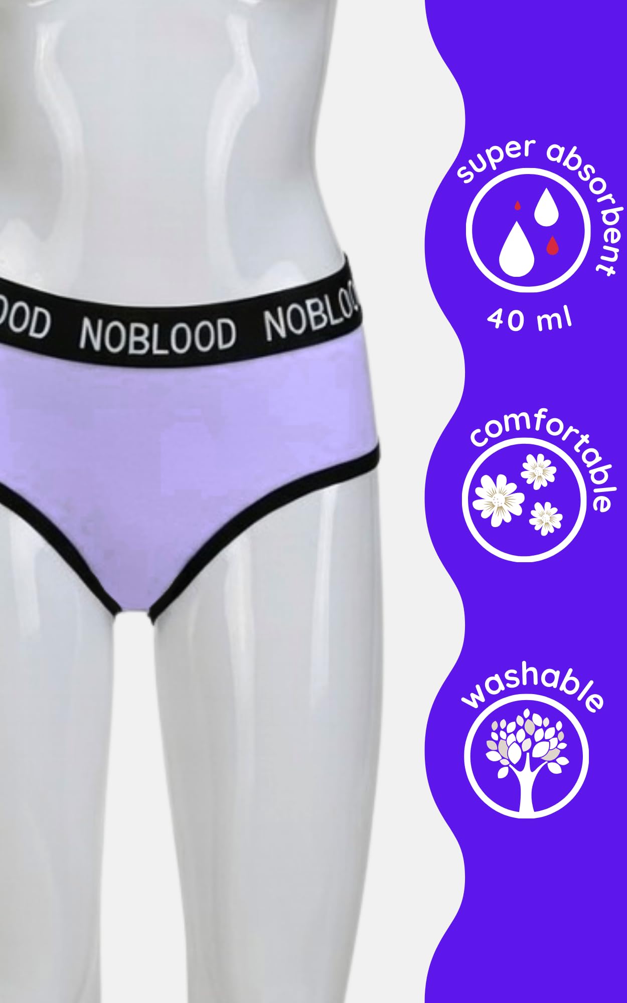 Absorbujące Majtki Menstruacyjne = 3 tampony - Nadają się do prania - Bawełna - Ekologiczne - Miesiączka - Majtki menstruacyjne - XXS/4XL