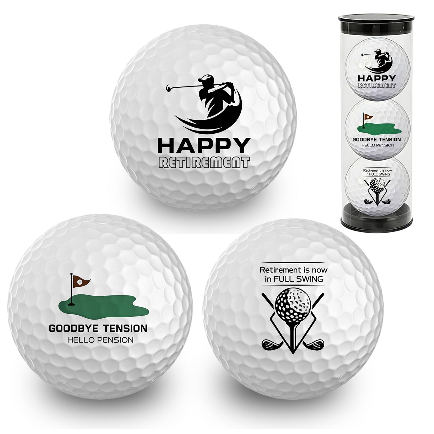 Yoljun 3pcs Funny Golf Ball Retirement Gift for Men Novelty Happy Retirement Gifts for Husband Dad