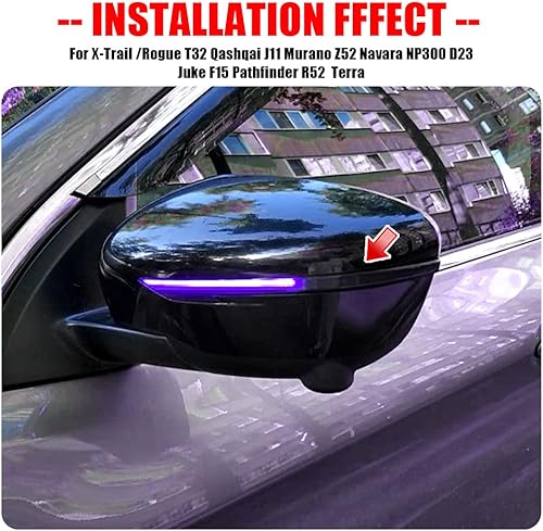 Vista 15 de Conjunto de 2 luces intermitentes dinámicas y secuenciales LED intermitentes compatibles con Nis-san X-Trail T32 Ro-gue Qash-qai J11 Mu-rano Z52