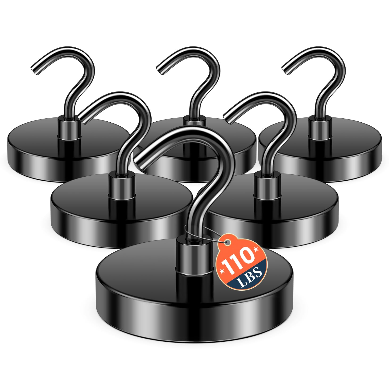 FINDMAG 6 Pack Magnetic Hooks, 110LB+ Magnetic Hooks for Cruise Cabins