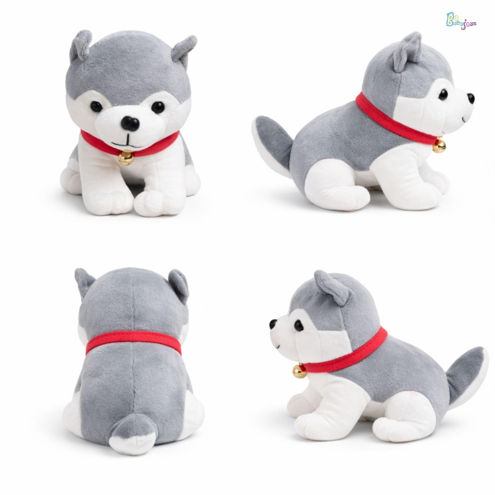 Babyjoys Cute Huskey Dog Soft Toy 25 CM Grey 3