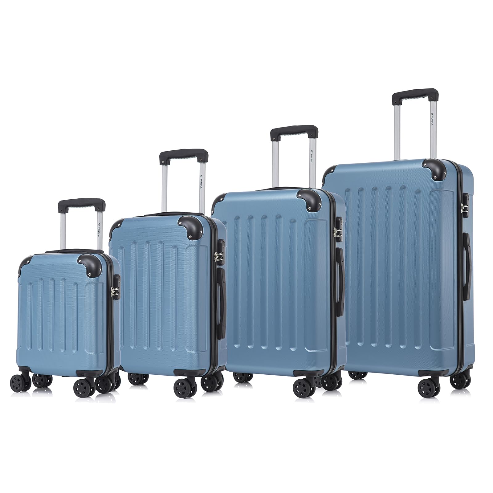 yonsly Koffer Suitcase, Trolley Reisekoffer, Rollkoffer Handgepäck mit 4 Rollen 360°, ABS Hartschalen, Sicherheitsschloss, Weicher Gummigriff, 210D-Futter
