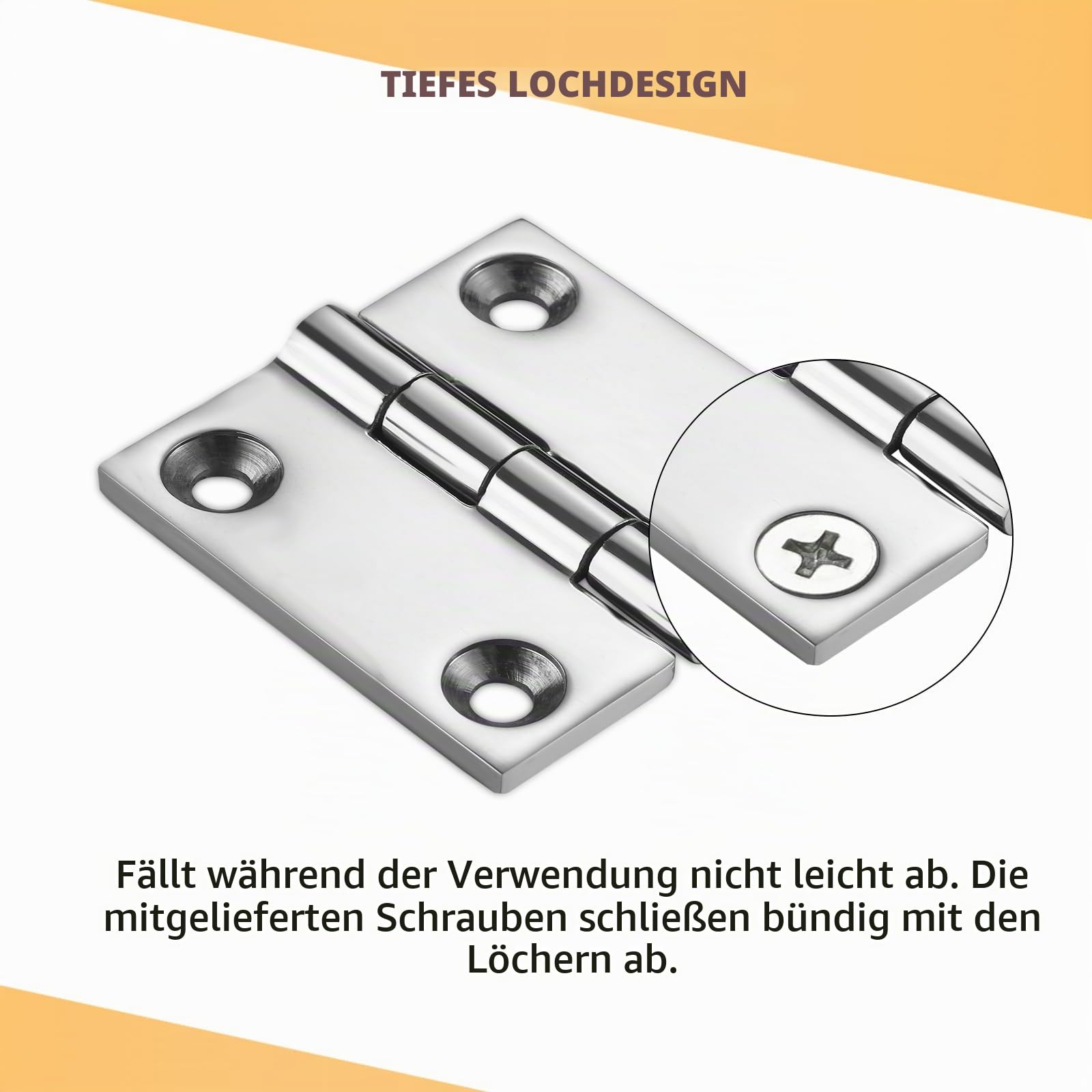 Robuste Scharniere für Boote, 316 Edelstahl, 5 x 5 cm, stabile Deckschranktürscharniere mit Schrauben (6 Stück)