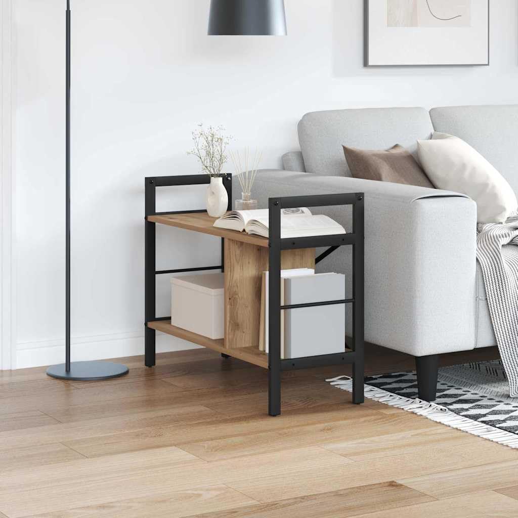 Bücherregal Artisan-Eiche Holzwerkstoff 75 x 30 x 58,5 cm mit 3 Fächern freistehend, Robustes Regalsystem für Wohnzimmer Büro Arbeitszimmer, platzsparend