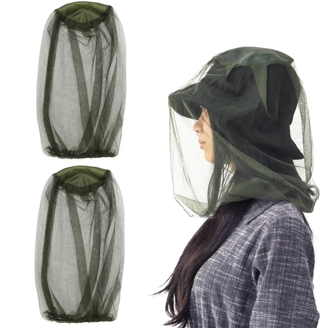 2 Pezzi Cappello Zanzariera Zanzariera Testa in Rete Rete Testa di Zanzare Cappello Anti-Zanzara Cappello della Protezione per Protezione del Viso Campeggio Escursionismo Pesca