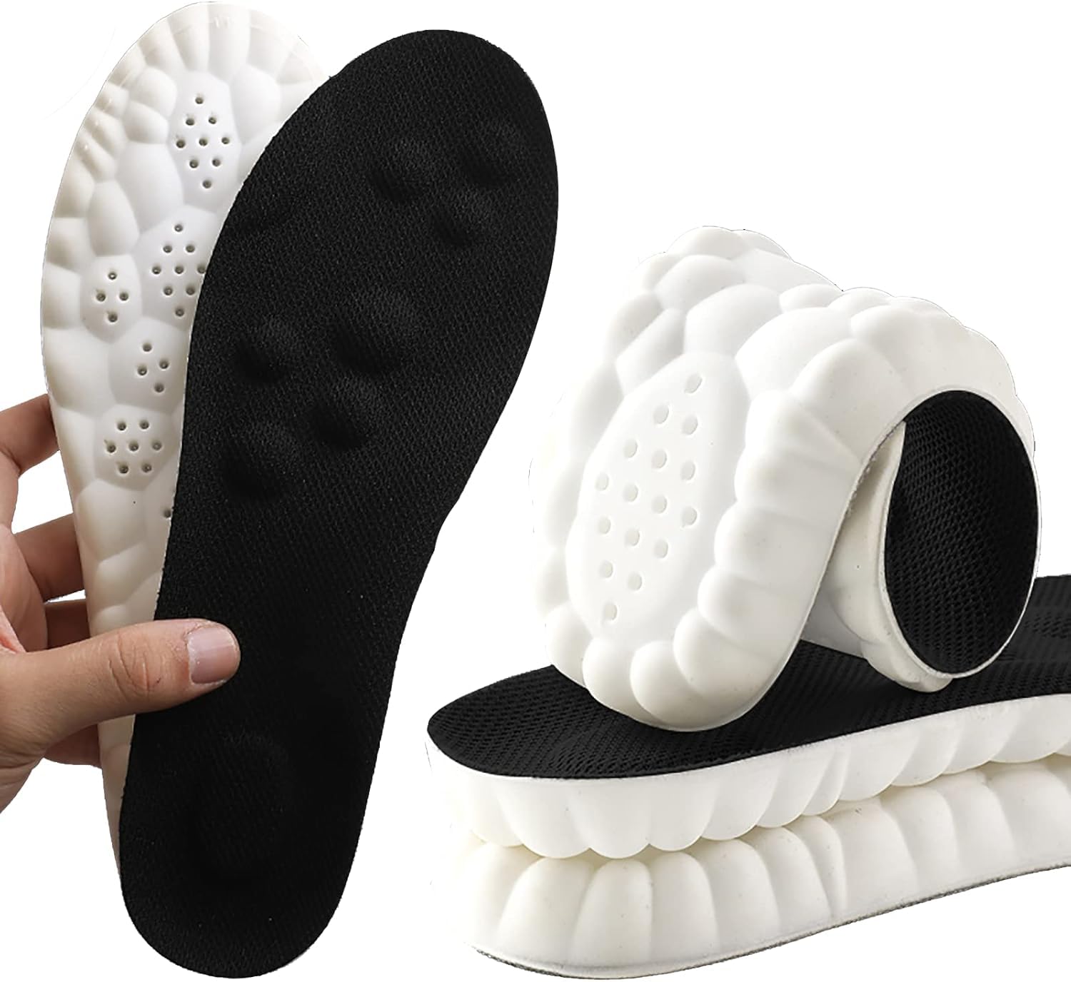 Solette in Memory Foam con supporto per l'arco plantare per donne e uomini, inserti per scarpe da ginnastica, scarpe sportive e stivali, traspiranti e ammortizzanti(42.5/43 EU,Nero)