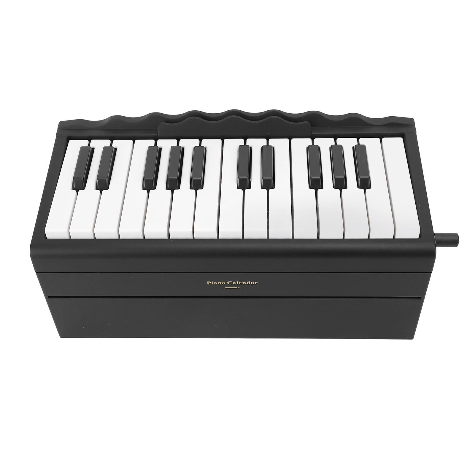 Fabater Spielbarer Klavierkalender, 25 Tasten, Einstellbare Lautstärke, 1000 MAh, Wiederaufladbare Handkurbel, Klavier-Tischkalender mit 27 Karten für 2025 Schreibtisch-Organizer (BLACK)