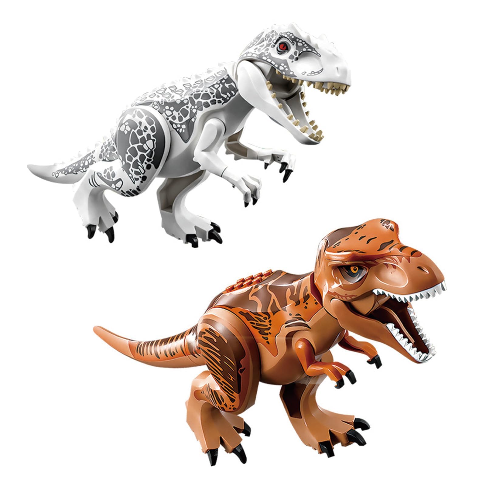2PCS Dinosaur Building Blocks, Large Dinosaur Figure, Dinosaur Park World Model Toy with Movable Jaw, Realistic Dinosaur Toy Figures, DIY Building Construction Toy for Kids and Adults