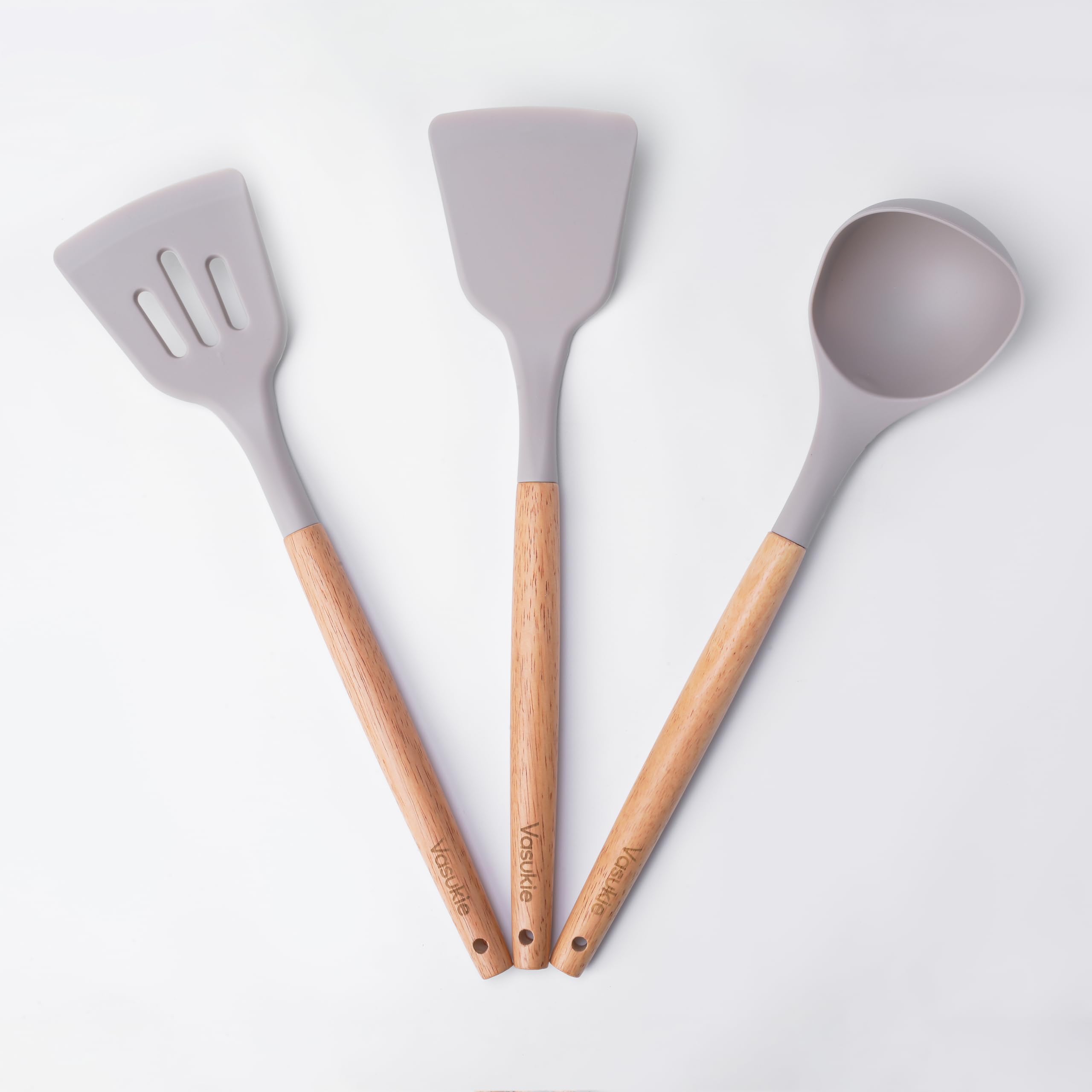 Vasukie Silicone Spatula Set with Wooden Handle for Kitchen | Spatula Silicone Set for Non Stick Pan | Kitchen Accessories Items | Kitchen Tools Set of 3 (Beige) (Beige) (B0CPWJDXQR) Amazon Price History, Amazon Price Tracker