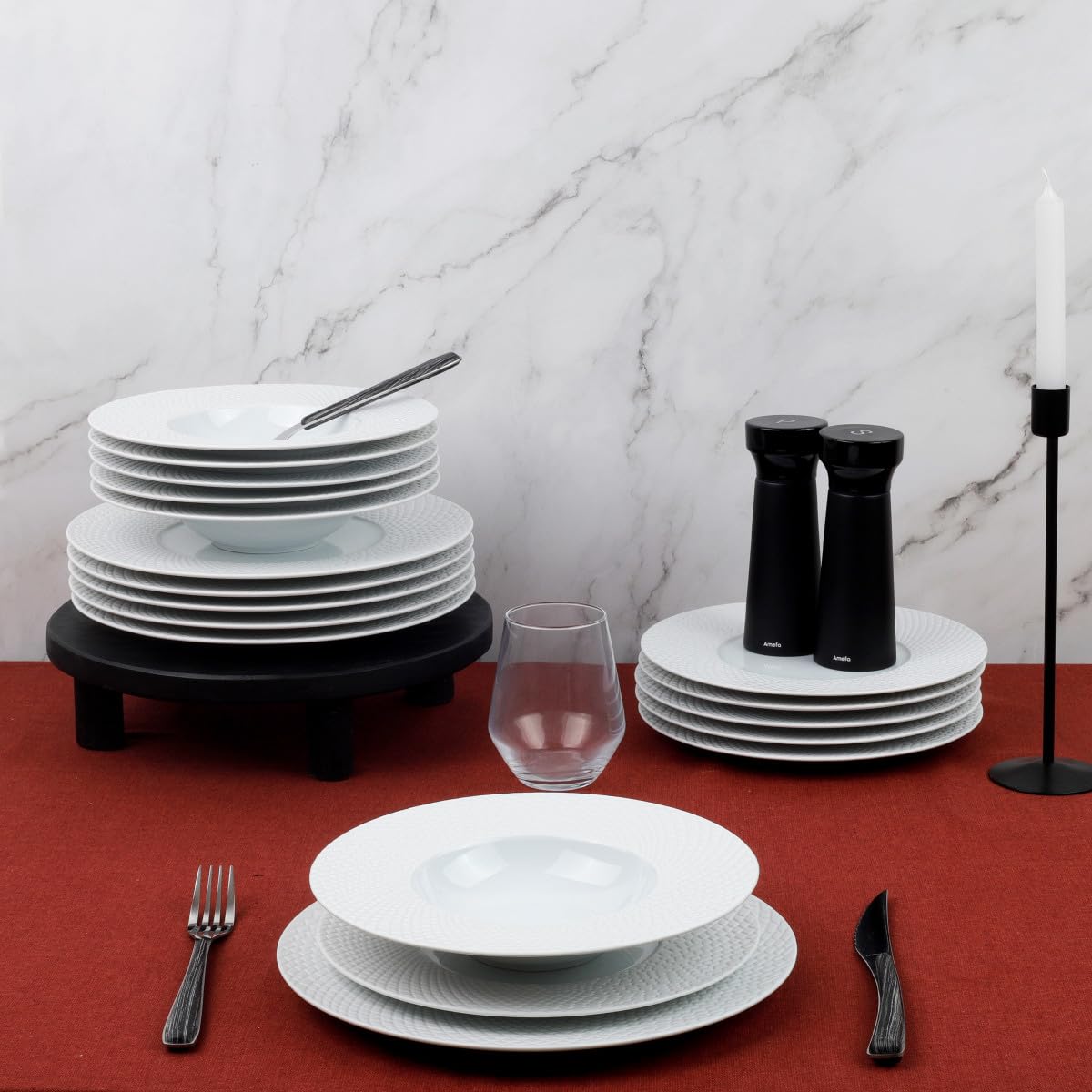 MÉDARD DE NOBLAT - Assiette creuse - D20 cm - Sherane - Porcelaine - Lot de 6 - Blanc