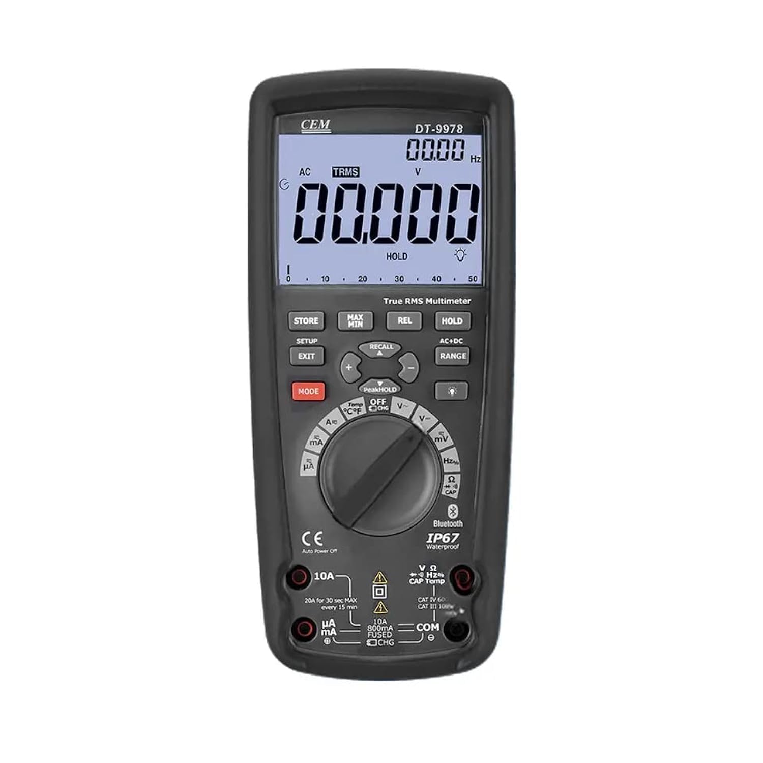 Multimeter CEM DT-9978 New Professional Multimeter Digital IP67 3.5'' LCD Display True RMS and Auto Range, 50000 count ，Bandwidth (Hz) 100KHz，Bluetooth Interface