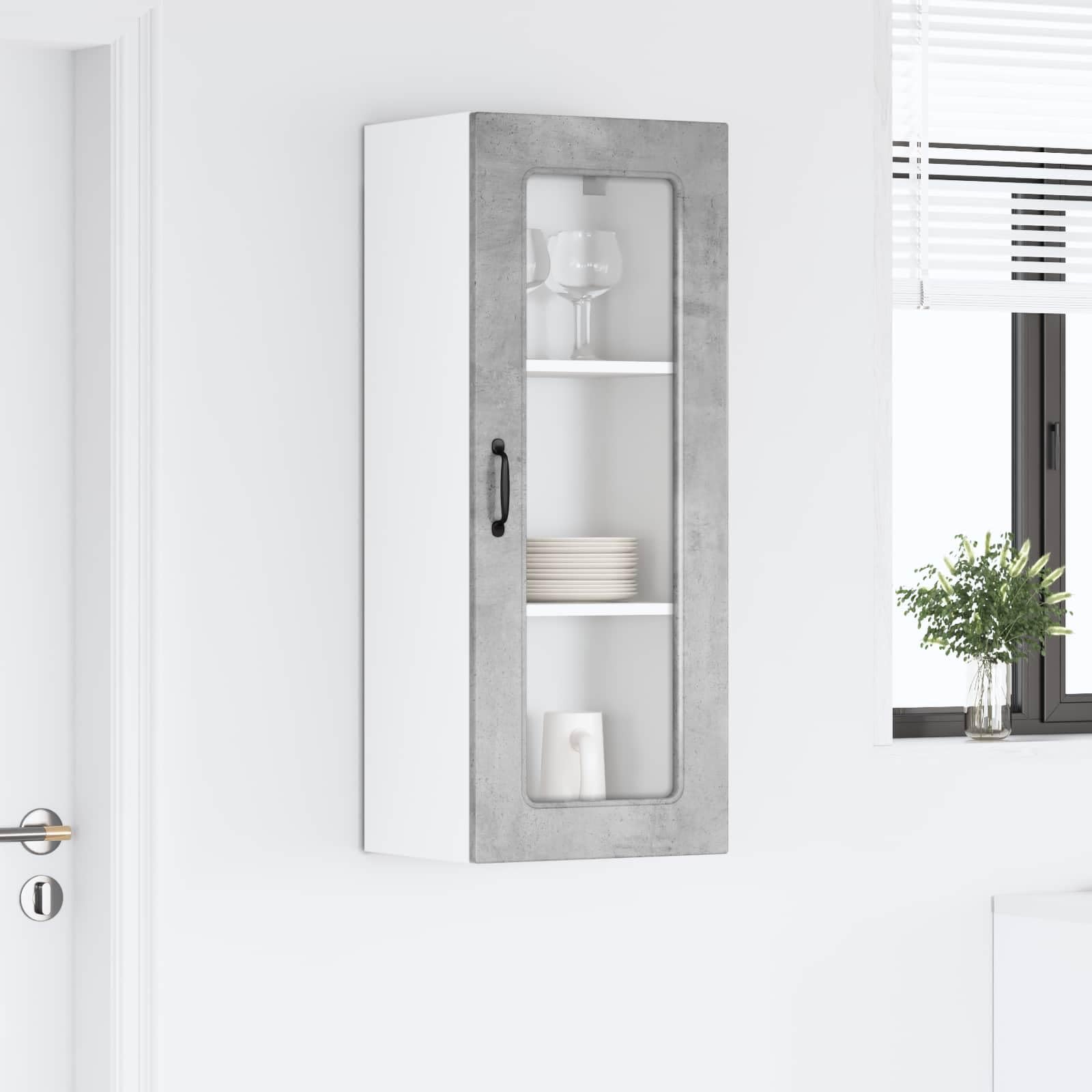 Geschirrspülerfront Kalmar Beton Grau Holzwerkstoff 40 x 31 x 100 cm Wandschrank mit Stauraum für Küchenzubehör und Geschirr, moderner Vorratsschrank für Speisekammer und Essbereich