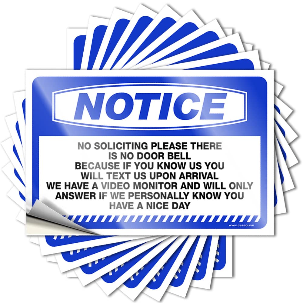 Bumper Sticker Notice No Soliciting Please There is No Door Bell Stickers 10 Pcs Black and White Stickers Christmas Car Stickers(8X12CM)