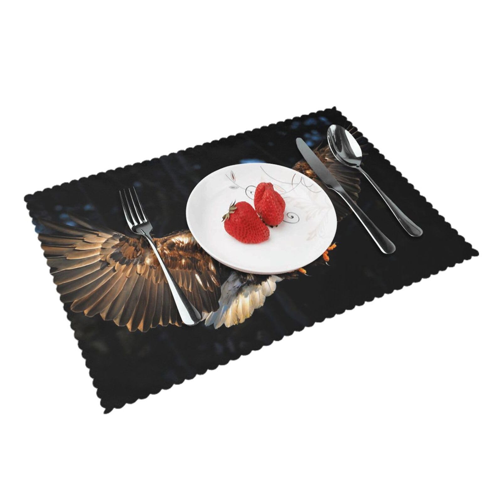 Bnvsadc 3D Bald Eagle 4 Pcs Heat Resistant Placemat 45X30 Cm, Printed Non-Slip Place Mats For Kitchen Dining Table Indoor Outdoor