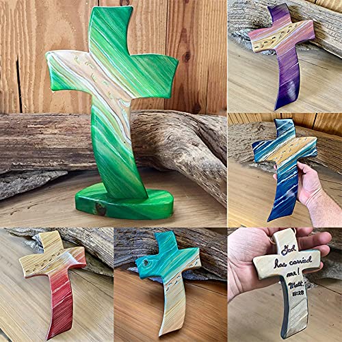 lefeindgdi Houten Kruis, goddelijk geïnspireerde handgemaakte houten kruisen opknoping ornament woondecoratie lichtgewicht voor mannen vrouwen - Image 3