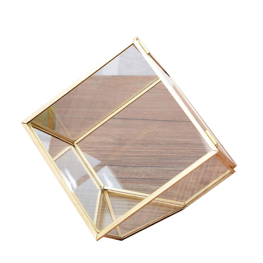 Sddpulse Women's Golden Jewellery Boxes Glass Polygon Jewellery Chest Creative European Style Phnom Penh Jewellery Organiser Jewelry Box For