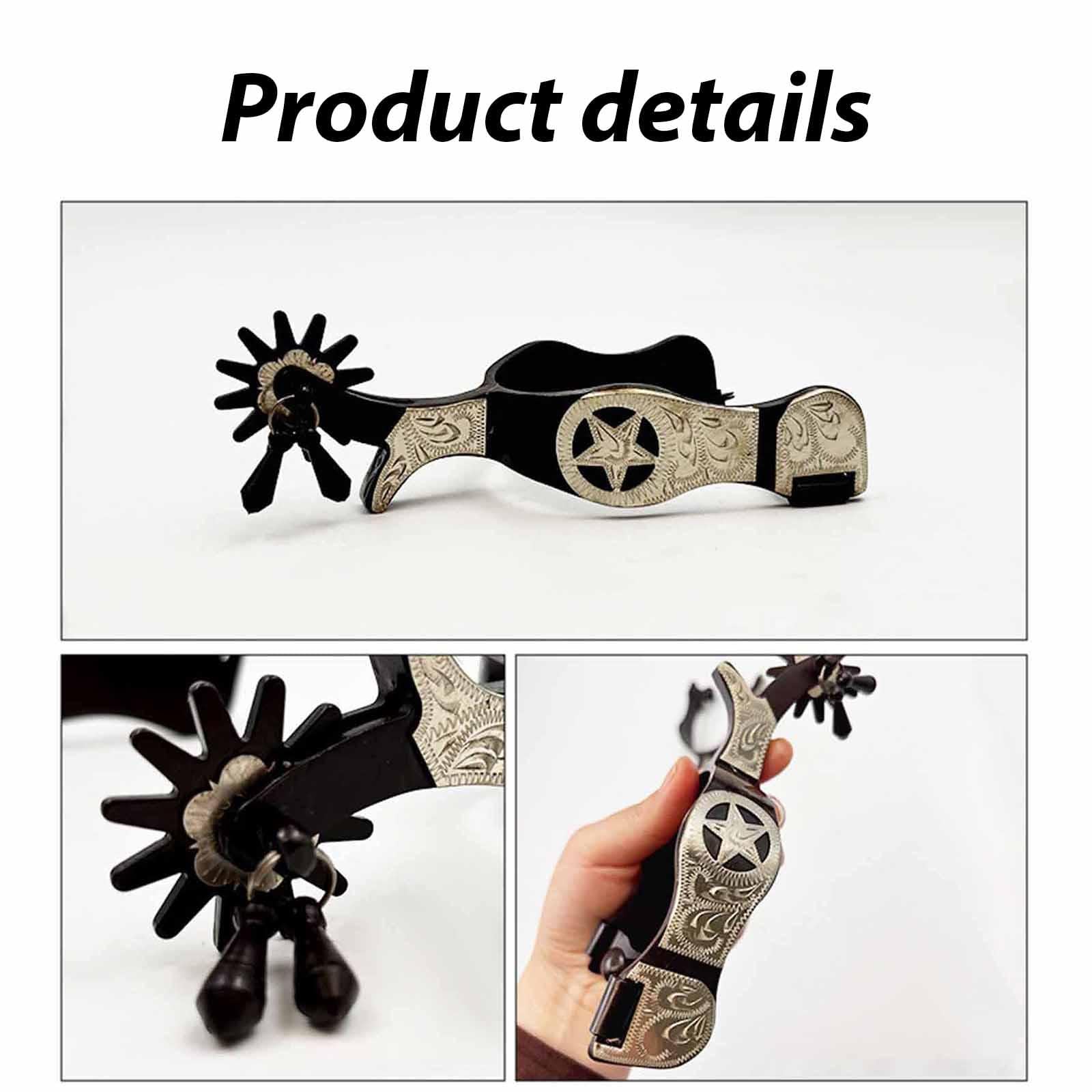 Oshhni 2 Piezas Espuelas Decorativas para Acero Inoxidable Engranaje Flor Grabada Adecuadas para Entrenamiento