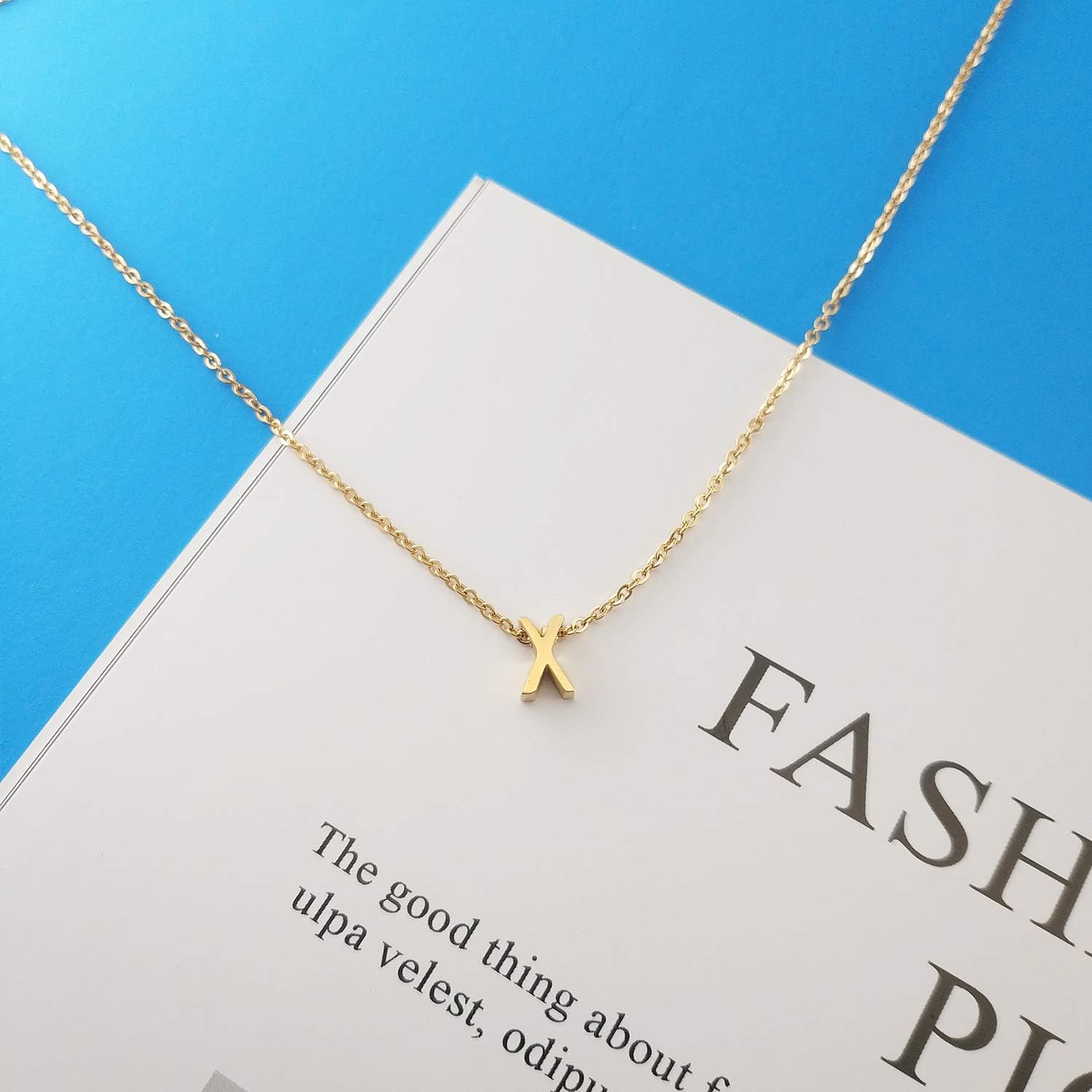 MOMOL Tiny Initial Necklace 18K Gold Plated Small Letter Necklace Personalized Name Necklace for Women - Image 3