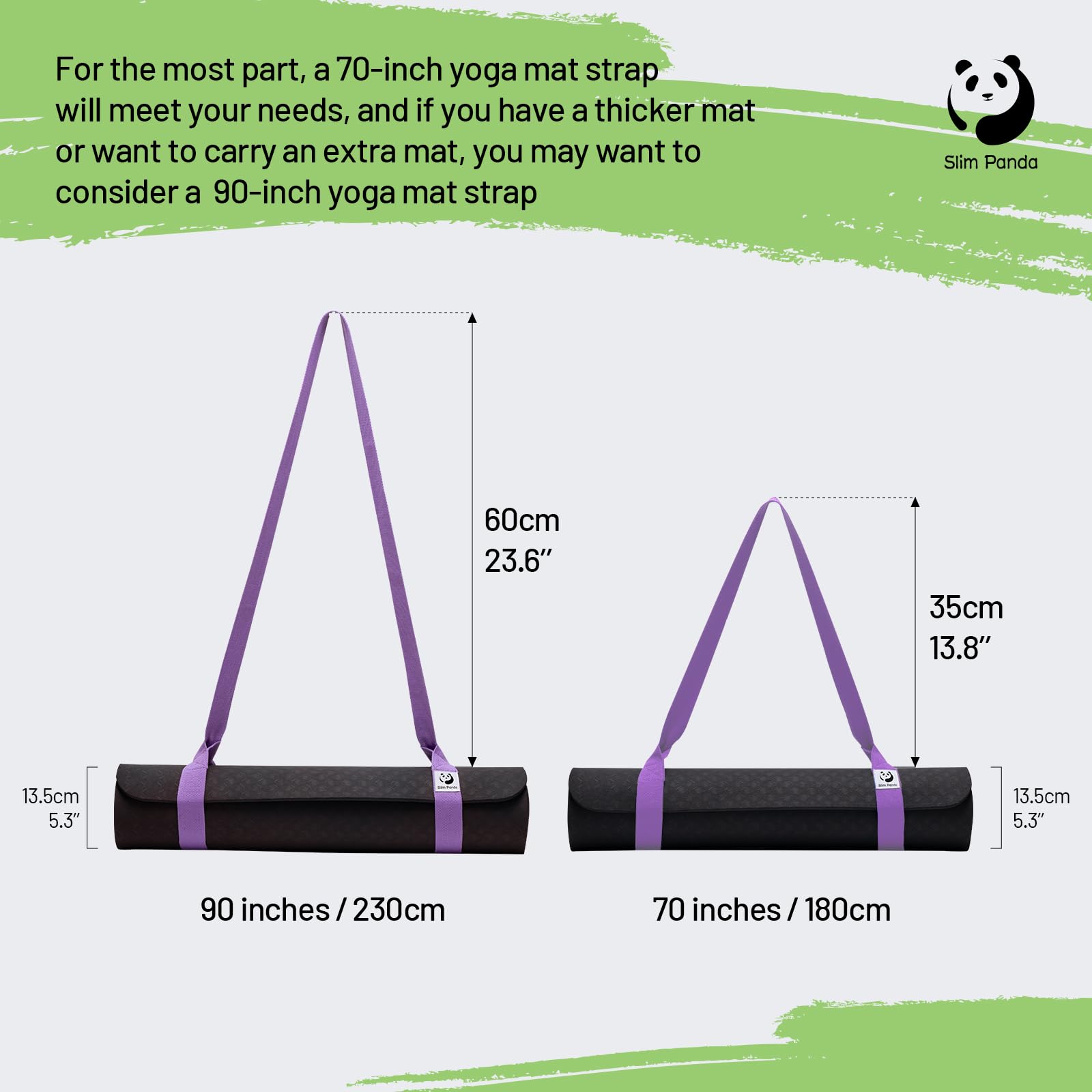 Slim Panda Yoga Mat Straps for Carrying Adjustable Yoga Mat Carrier (Yoga Mat Not Included), Purple, 180CM - Image 2