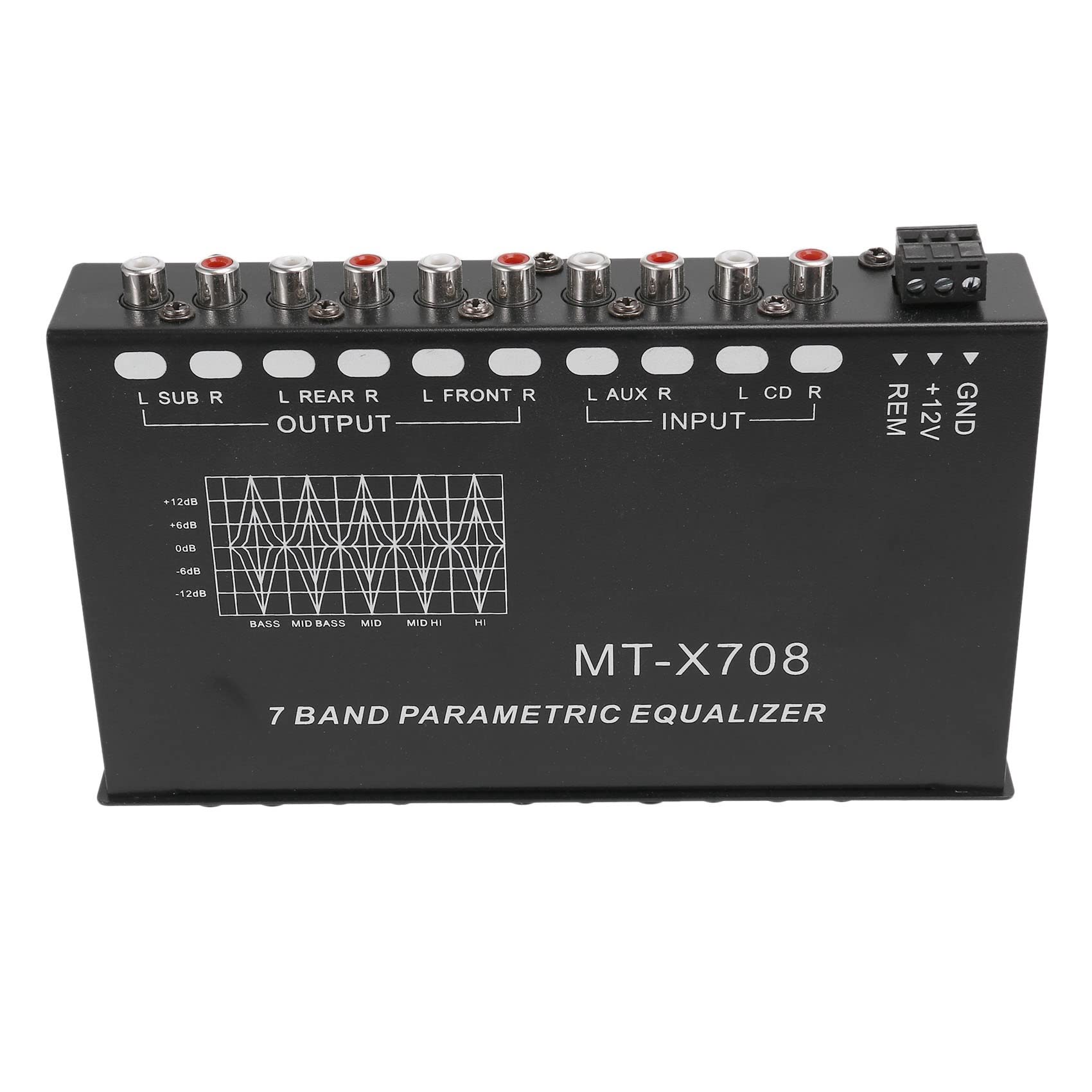 2X Ecualizador de Audio para Automóvil de 7 Bandas, Ecualizador Gráfico Ajustable para Amplificador de Automóvil EQ de 7 Bandas con Interruptor de Selección de Entrada CD/AUX,Negro
