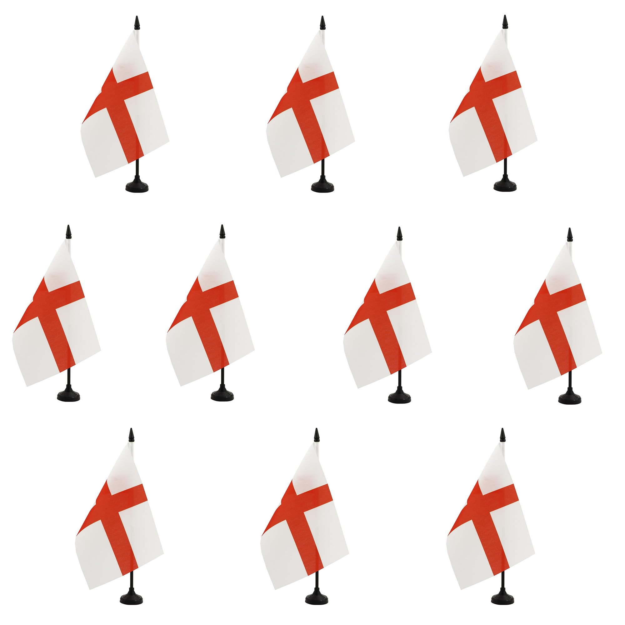 AZ FLAG Pack of 10 England Table Flags 6x8 in 100D Polyester Plastic Base