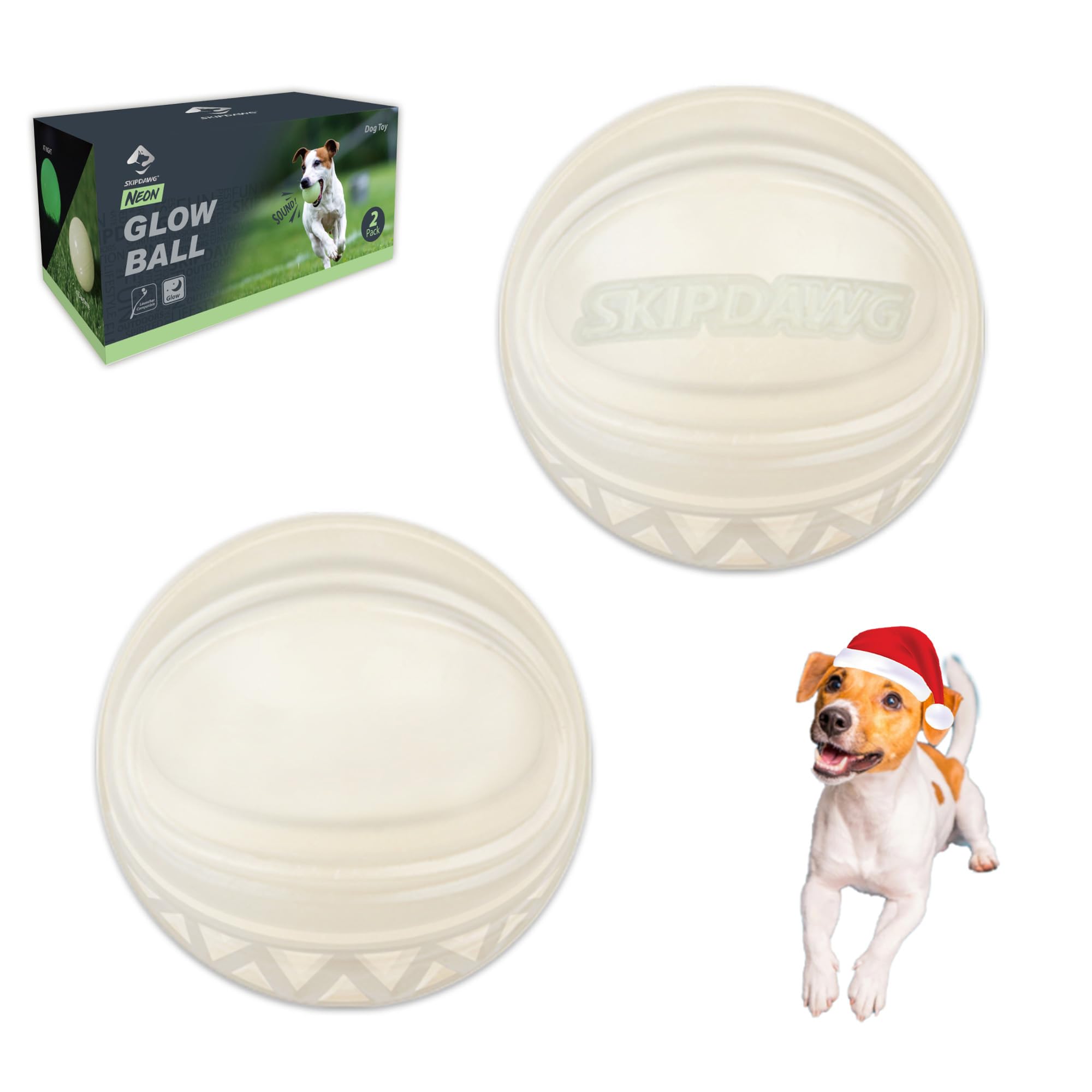 SKIPDAWG Interactive Dog Glow Balls Rubber Balls Light Up in The Dark Dog Toys Squeaky Ball Durable TPR