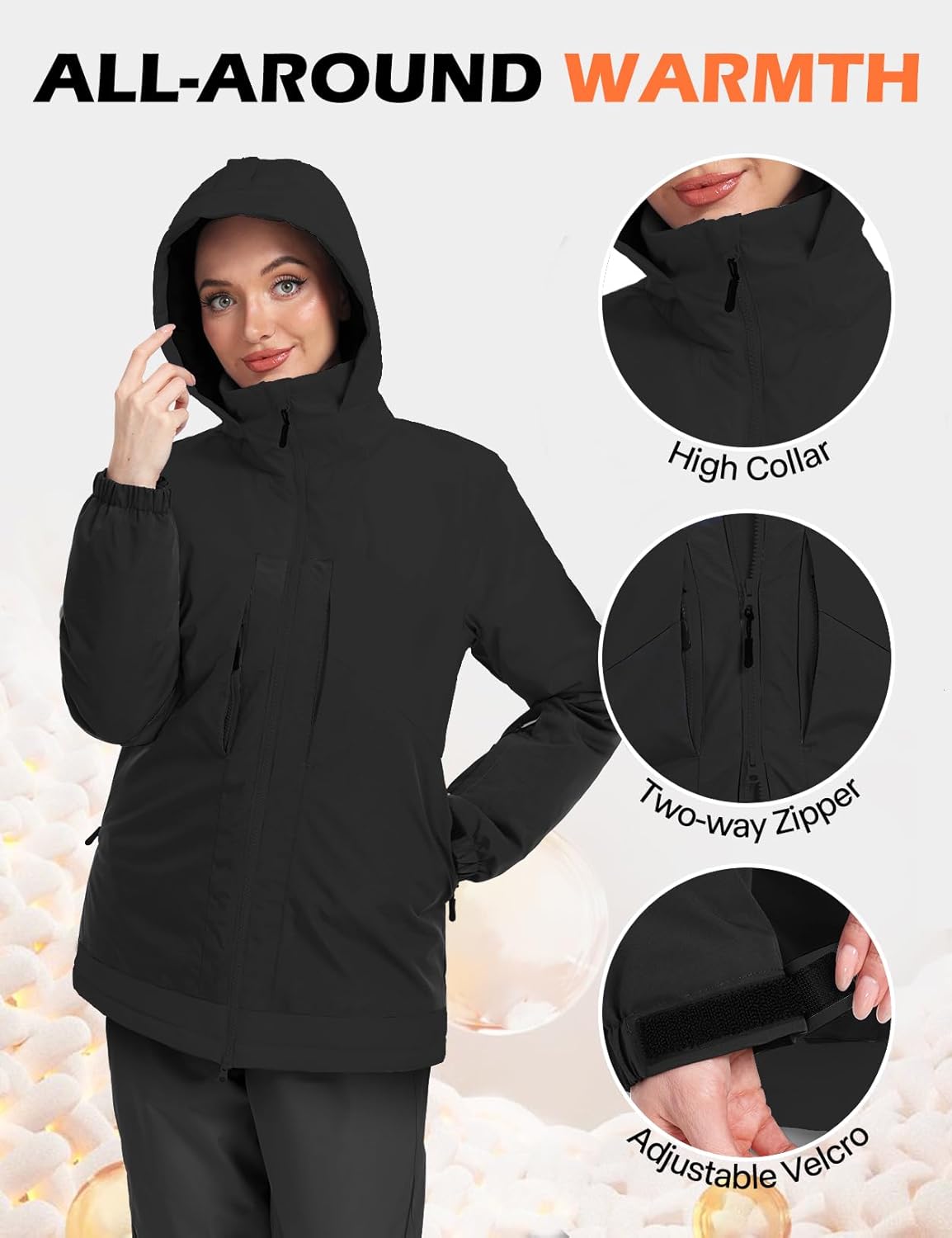 GEMYSE Women's Ski Jacket Waterproof Snow Jacket Windproof Warm Winter Coat Hooded Snowboarding Windbreaker - Image 5