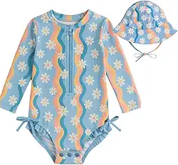 Maiô infantil Com Chapéu Manga Longa Menina Proteção Solar