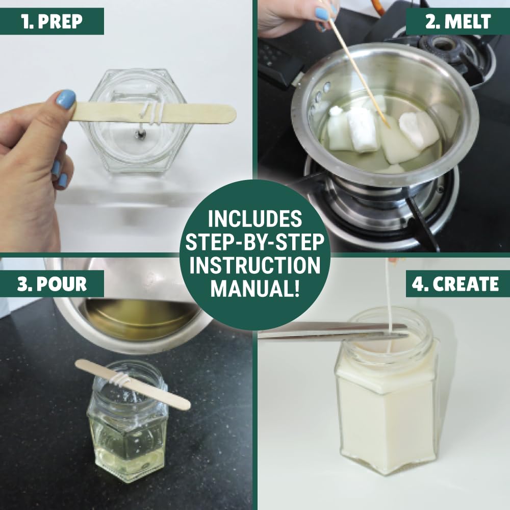 Kalakaram Scented Jar Candle Kit | DIY Candle Making Activity Kit for Kids & Adults with Pure & Natural Ingredients | Beginner-Friendly | Ideal for Diwali, Birthday Gifts, & Home Decor, Craft Kit 4