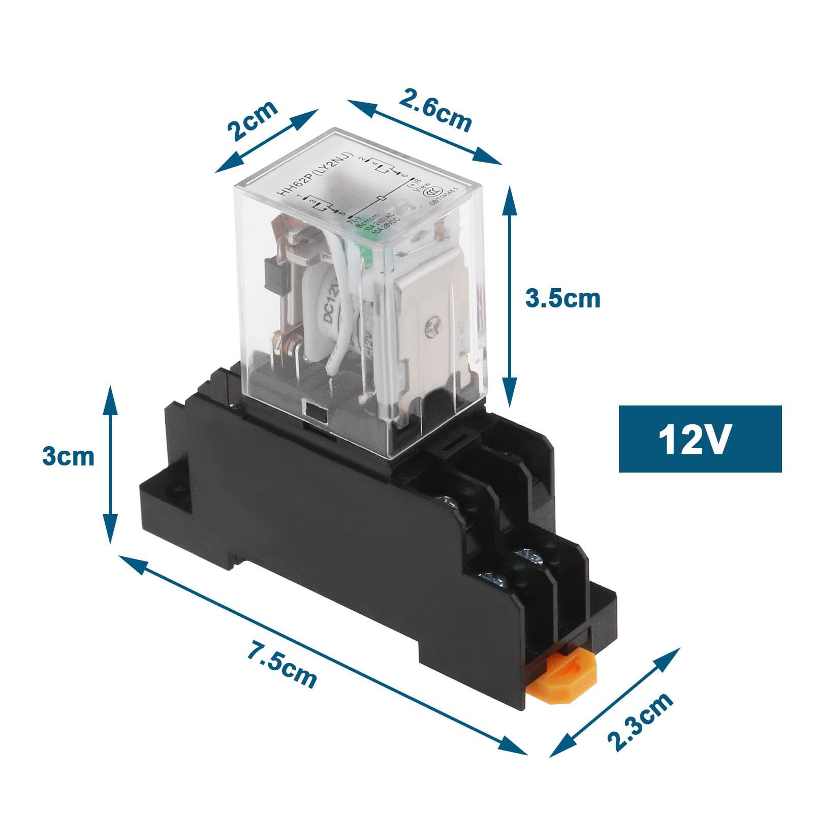 2pcs DC 12V Voyant LED Bobine Relais Puissance Électromagn. 8 Broches Prise à Bornes pour Relais Ind. Moteurs Comp./Vent.