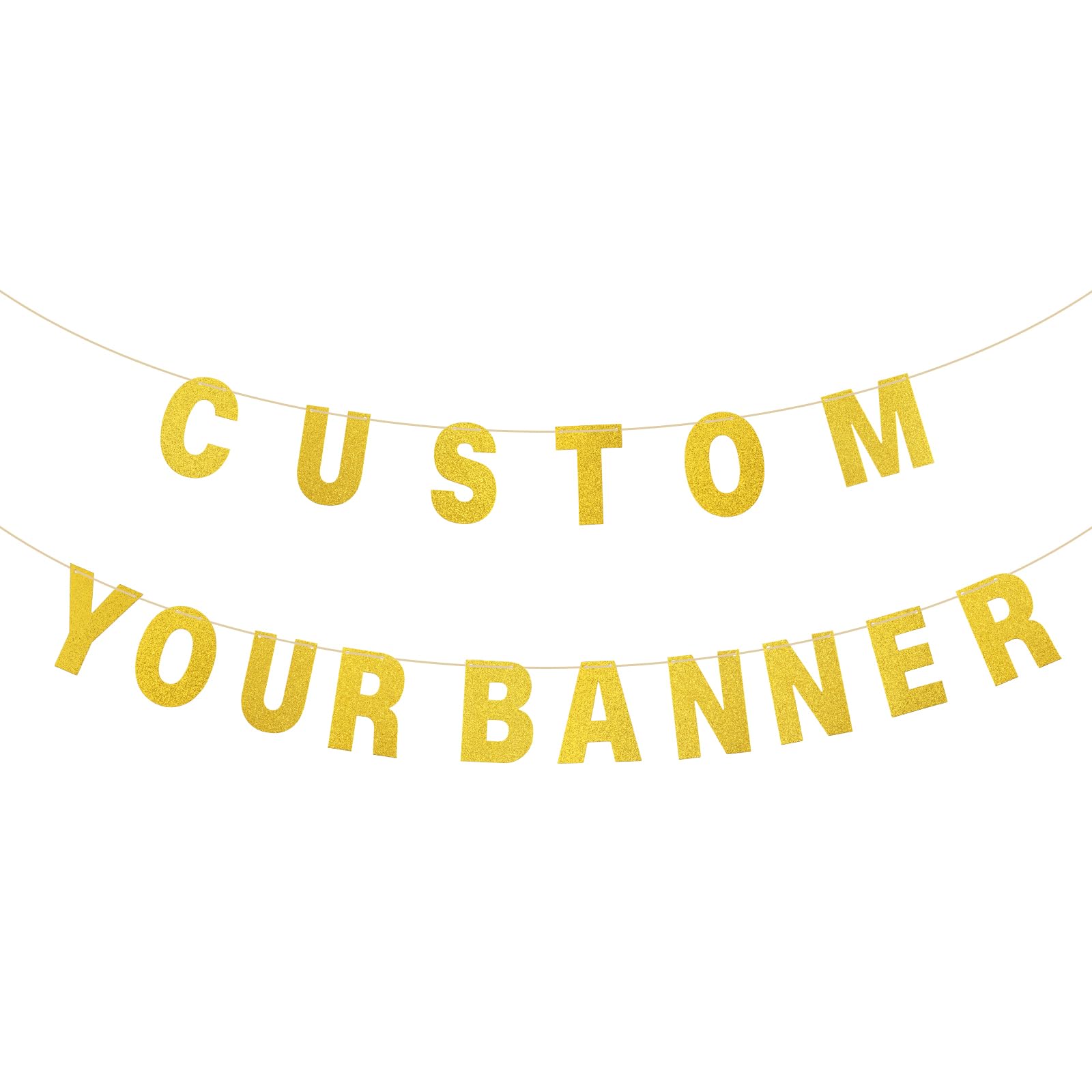 COLFULINE 107Pcs Gold Custom Banner, DIY Glitter Letter & Number Banner Kit with String & Threading Tools for Birthday, Party & Celebration