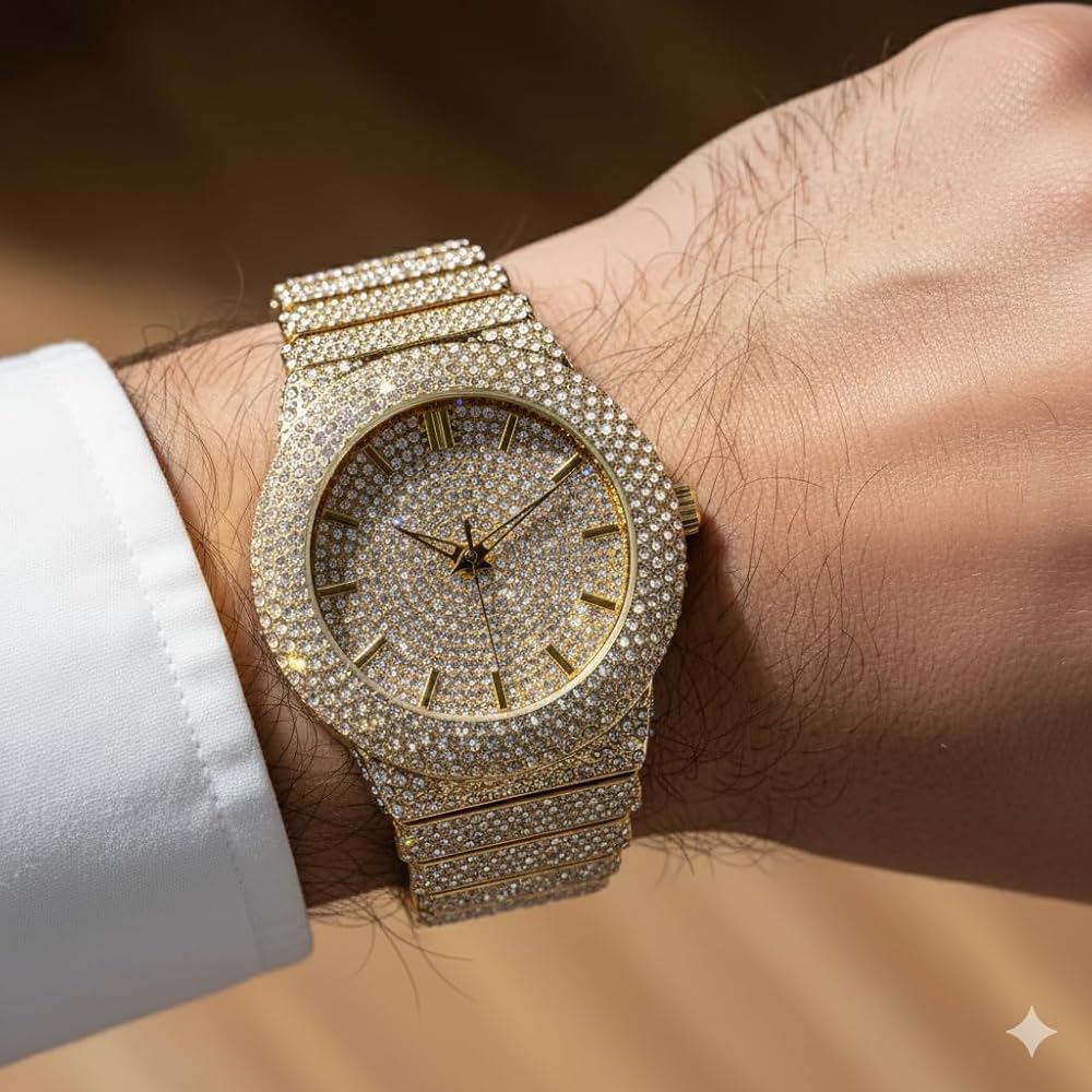 Amazon.com: ICE STAR Men's Fully Iced Diamond Watch, 46mm Case