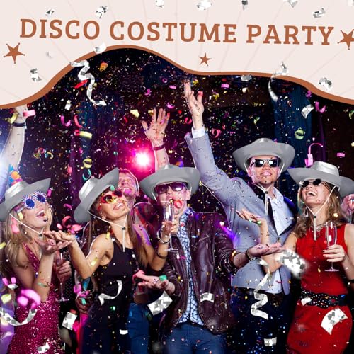 Image of Shyyween 24pcs Sparkly Western Cowgirl Hats for Adult Bulk Glitter Cowboy Hat Adjustable for Men Women Bachelor Western Party