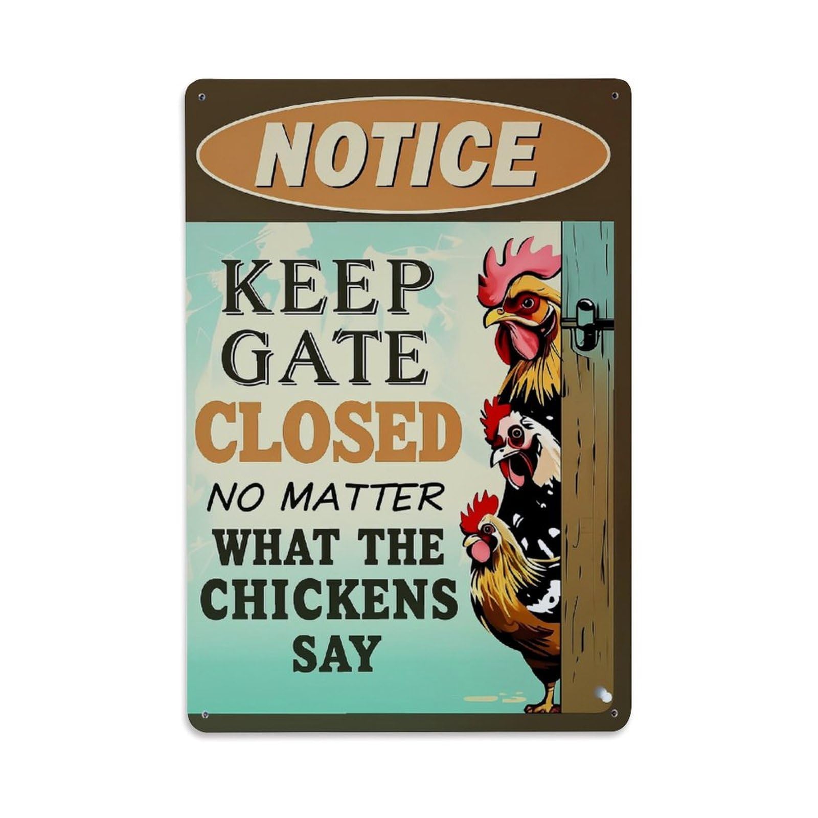 Nestemfo Vintage Keep Gate Closed Notice Sign Tin Sign Metal Sign, Living Room,Bar, Home, Bedroom Wall Decor,Retro Metal Poster 8X12 Inches