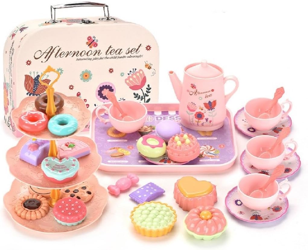 – Afternoon Tea Toys Set for Kids Candy Dessert Donut Play Food Playset for Kids Tea Party Toy For Girls Birthday Gift