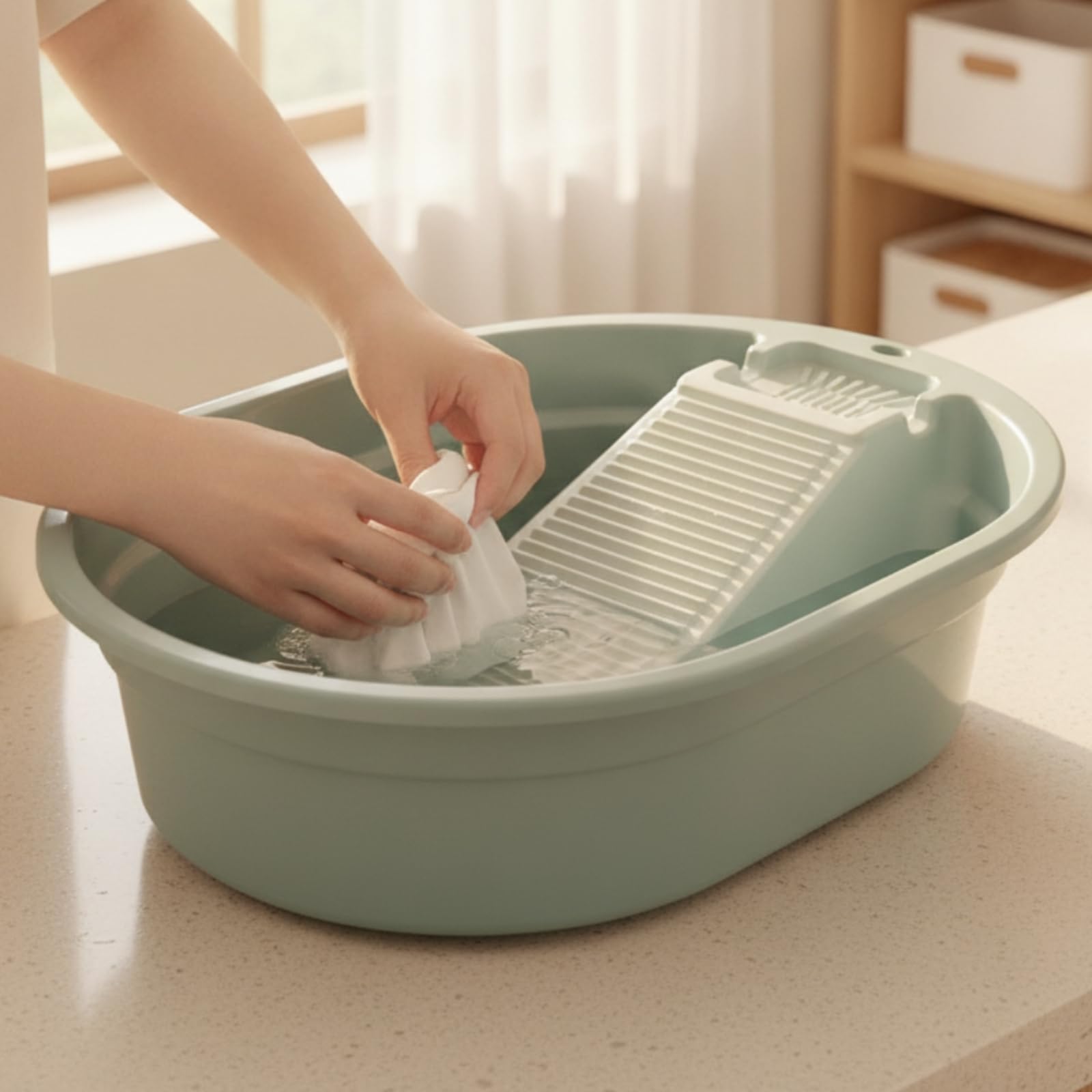 Gralara Portátil Plástico Multiusos | Espesado, Fácil Manejo, Recipiente, para Dormitorios, Verde Hierba