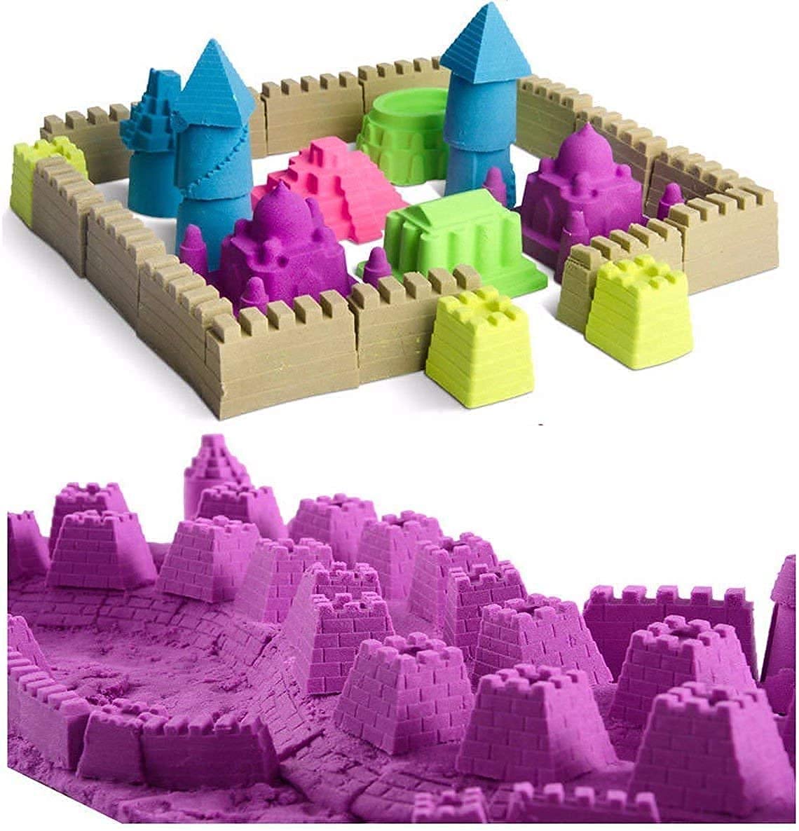 SYGNIUS Stretchable and Moldable Moving Clay Sensory Play Sand Dough for Indoor Outdoor Activity Toys for Boys & Girls with 6 Shapes (Square) 1