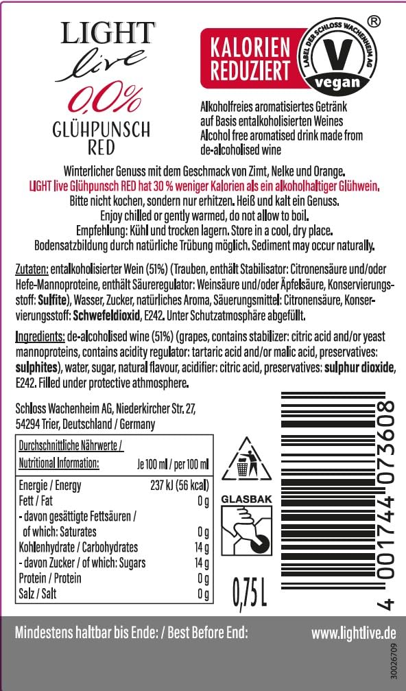 LIGHT live Glühpunsch 0,0% Red (6 x 0,75 l) (Packung mit 2)