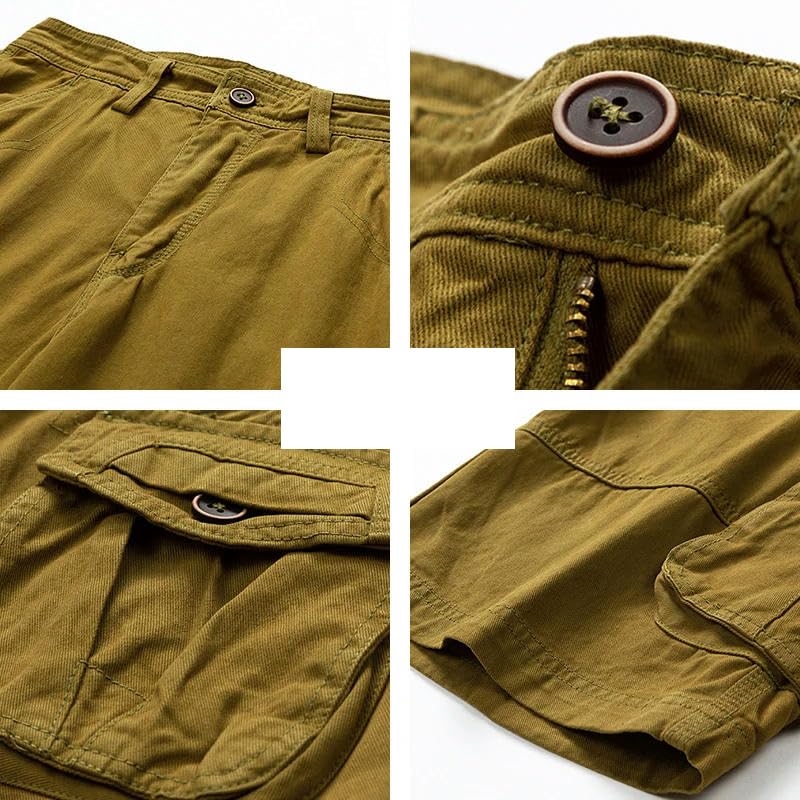 Pantalones cortos de verano para hombre, estilo cargo, estilo cargo, de algodón, recto, cómodos