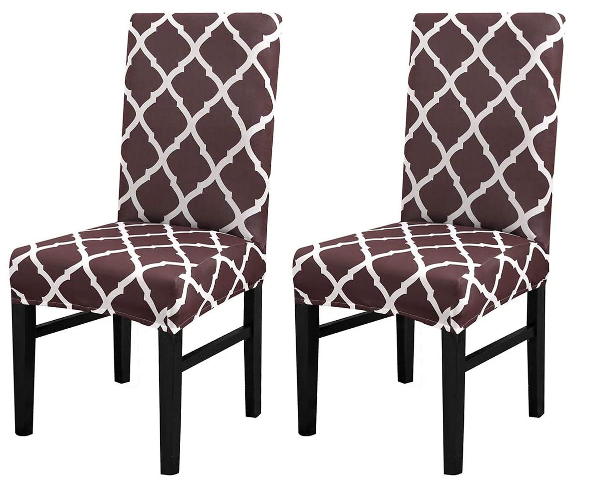 Quirk Elastic Chair Covers - Black & Brown Motif (Pack of 6) -31