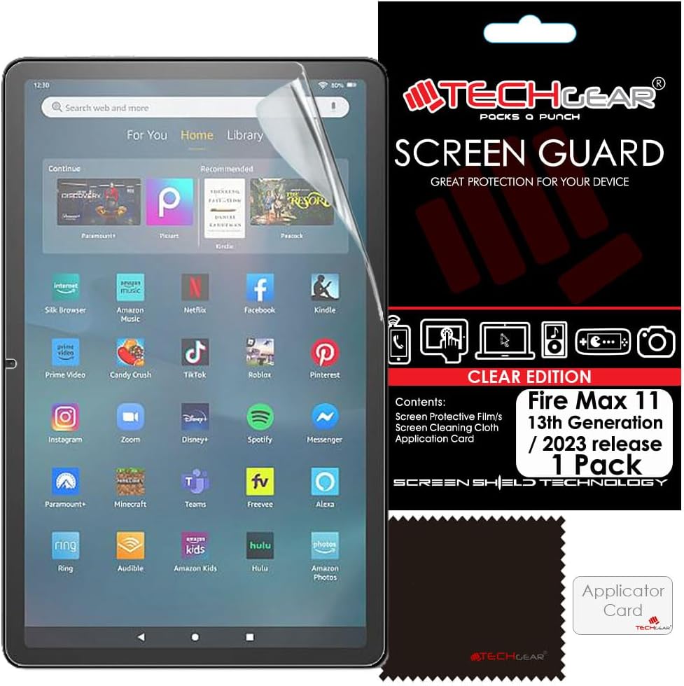 TECHGEAR Fire Max 11″ Screen Protectors, Ultra CLEAR Screen Protector Guard Cover Designed for All New Amazon Fire Max 11 Tablets (2023 / 13th Generation) TECHGEAR Fire Max 11″ Screen Protectors, Ultra CLEAR Screen Protector Guard Cover Designed for All New Amazon Fire Max 11 Tablets (2023 / 13th Generation)