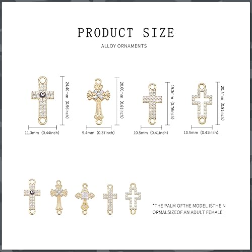 Miniatura 2 de 30 unidades de 10 estilos religiosos de Jesús María Benedict Medallón de diamantes de imitación Enlaces de Aleación Esmalte Doble Bucles Cruz