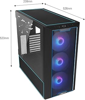 Lianli Middle Tower PC Case, LANCOOL III RGB, Black, Front Mesh Panel, 5.5 inches (140 mm), Equipped with 3 ARGB Fans, E-ATX (Width 11.0 inches (280 mm) and Micro Mini ITX Compatible, USB 3.1 Type C