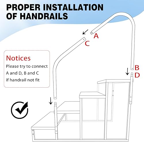 Miniatura 6 de Escalera de piscina sobre el suelo, escalones de RV con pasamanos, escalones de bañera de hidromasaje de alta resistencia, capacidad de peso de 660