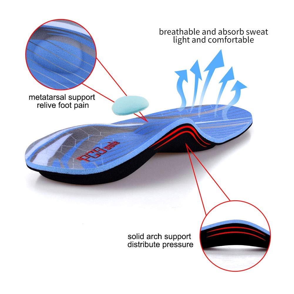 PCSsole Solette Ortopediche Supporto per arco plantare, Sport Solette Scarpe per piedi piatti, fascite plantare, dolore al tallone,per uomo e donna Blu, (EU37-38(24cm))