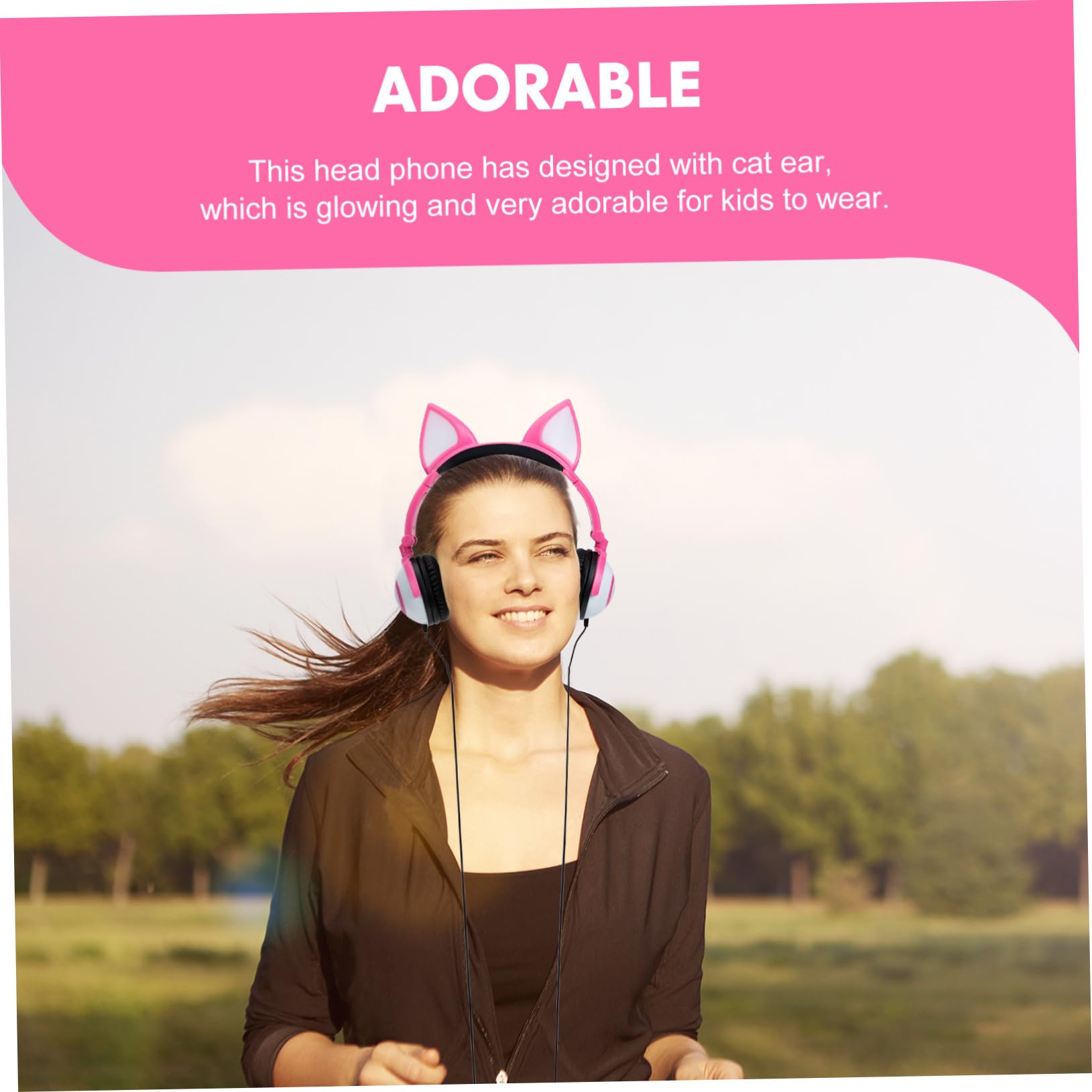 KOMBIUDA Cuffia Sovraurale per Ragazzo Ragazza Design Orecchie di Gatto Cuffie per Ragazzi Cuscinetto Auricolare Morbido Auricolari Portatili Pieghevoli per Viaggi