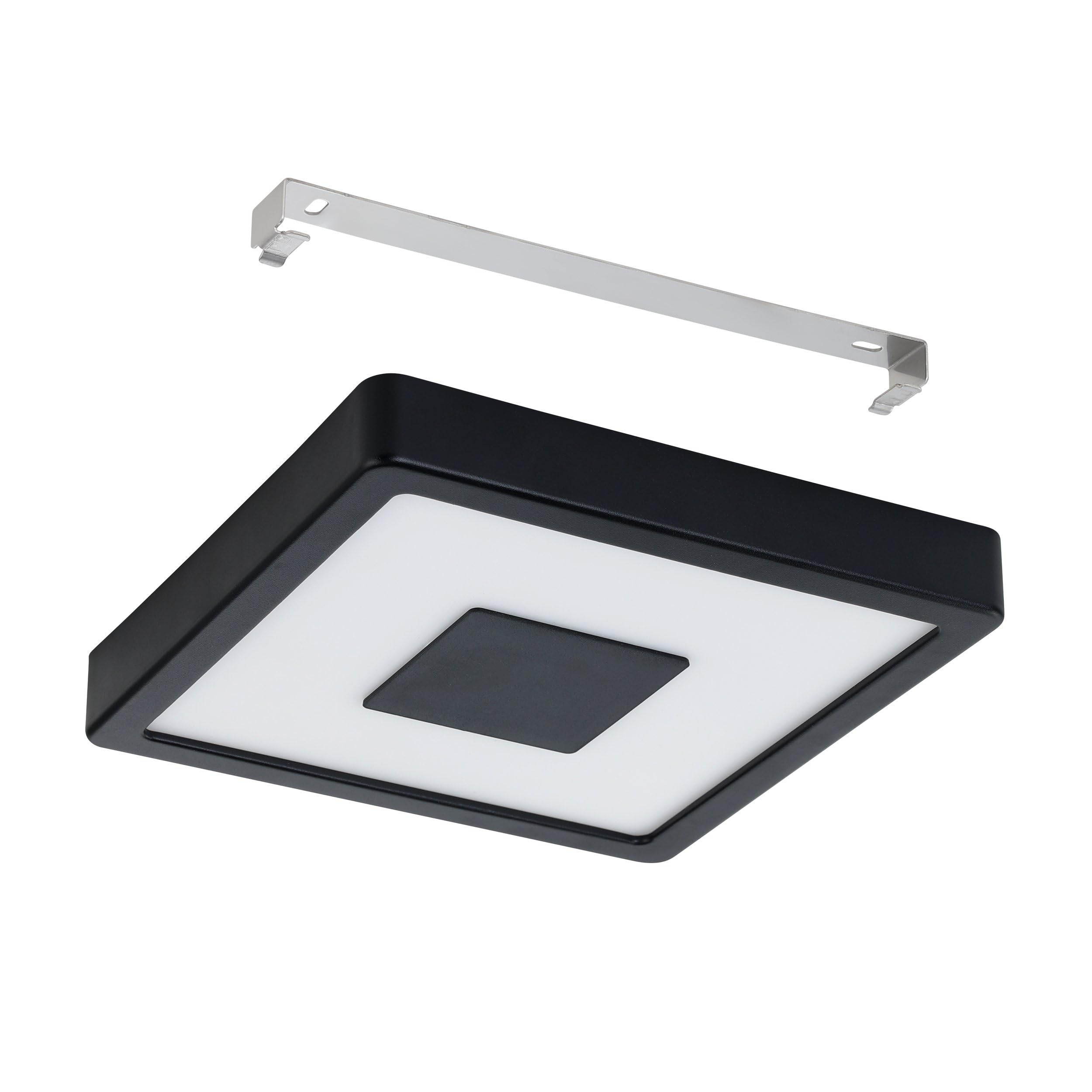 Eglo Plafoniera Iphias 2, luce a LED per esterni da muro o soffitto, metallo nero e plastica bianca, luce bianca calda, IP44, 21 cm